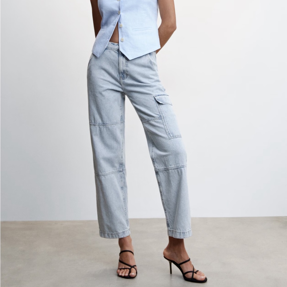 Mango Pocket Cargo Jeans Light Wash